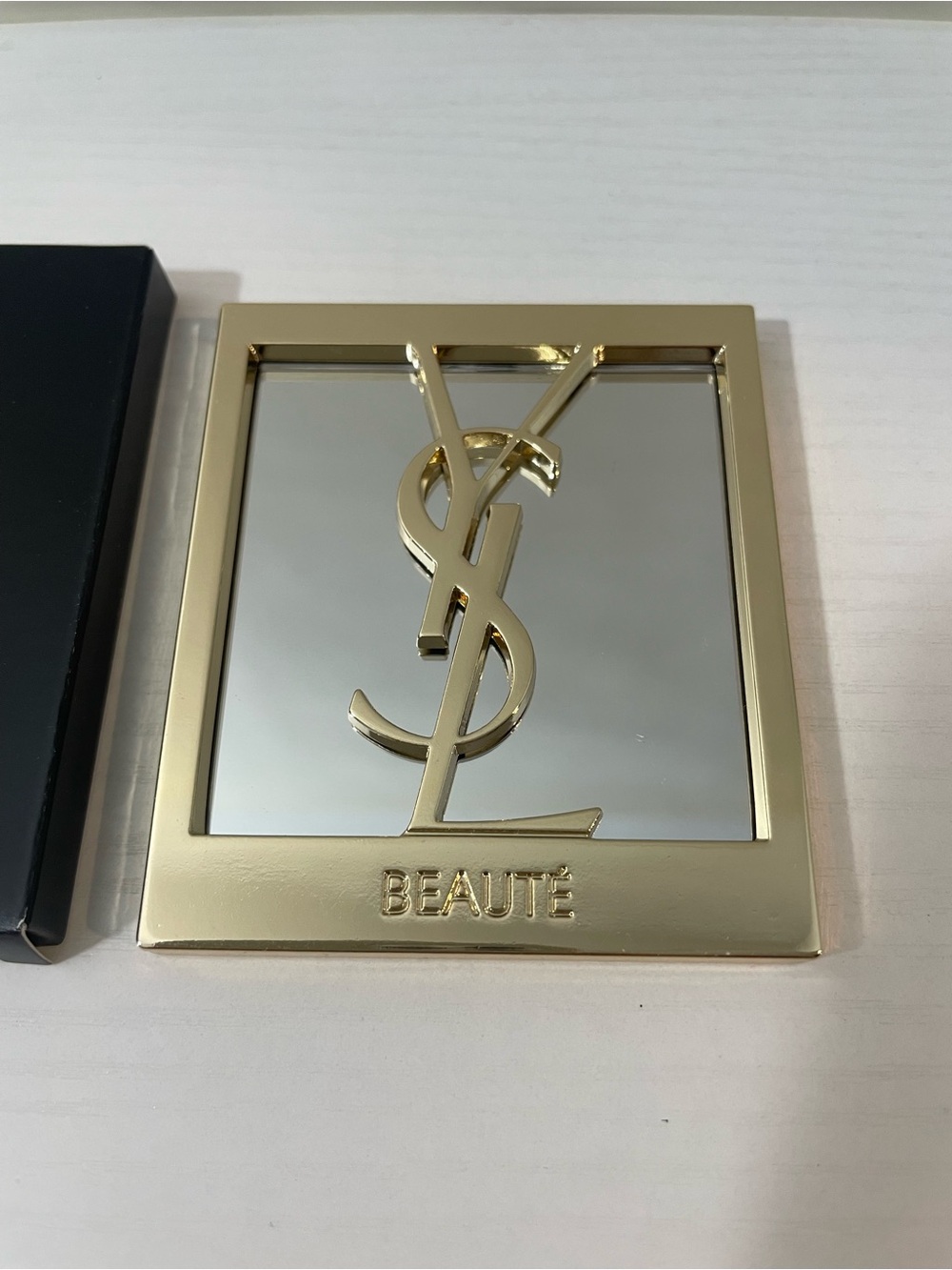 Yves Saint Laurent YSL Logo Gold Frame Compact Pocket Mirror - Picture 4 of 4